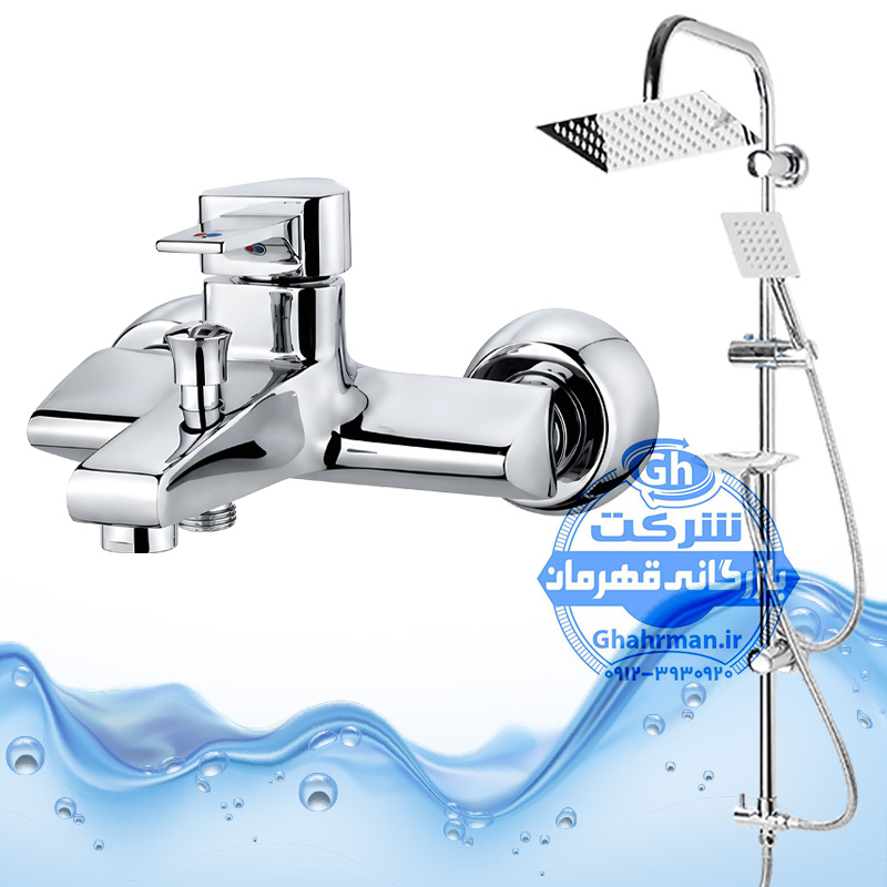 ست ۲ عددی دوش حمام با علم یونیورست مدل صفحه استیل و شیر مدل برمودا | کروم براق ( استیل براق ) | شیرآلات برند آیدا صنعت