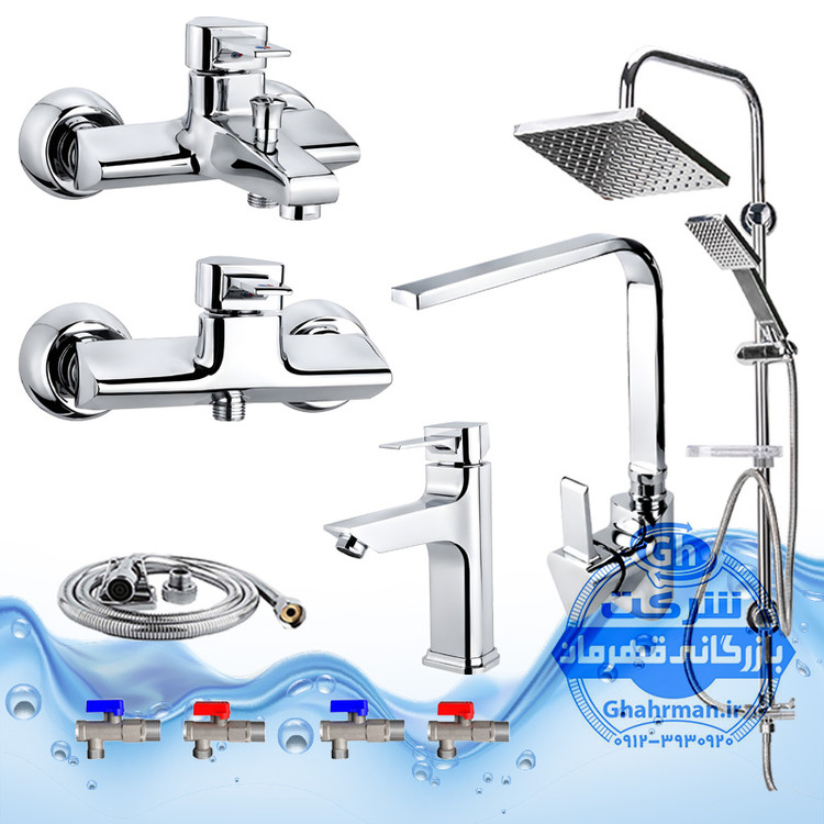 ست ۱۰ عددی شیرآلات برند آیدا صنعت مدل برمودا | شیر ظرفشویی + شیر روشویی + شیر حمام + شیر توالت + علم دوش یونیورست رسوبگیر + شلنگ توالت + چهار عدد شیر پیسوار | کروم براق ( استیل براق )